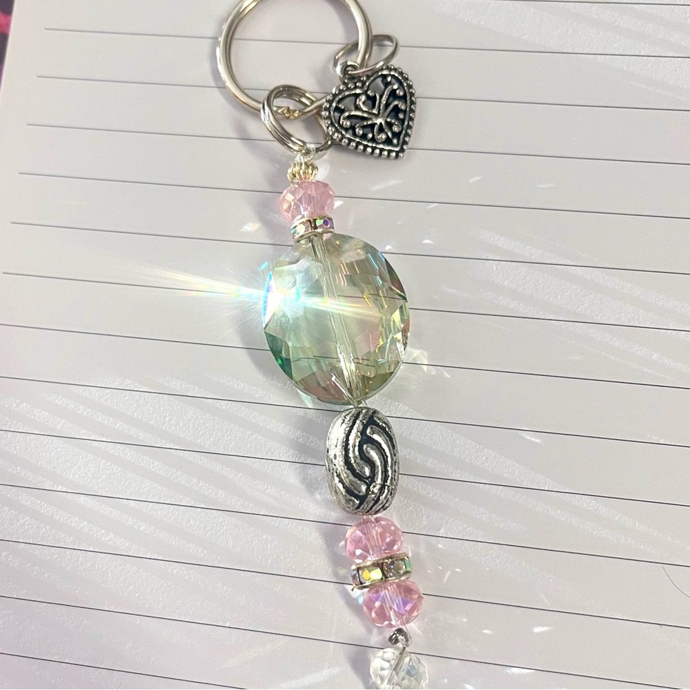 Hand Crafted Beaded Keychain; Very Feminine and Sparkly! NWT!